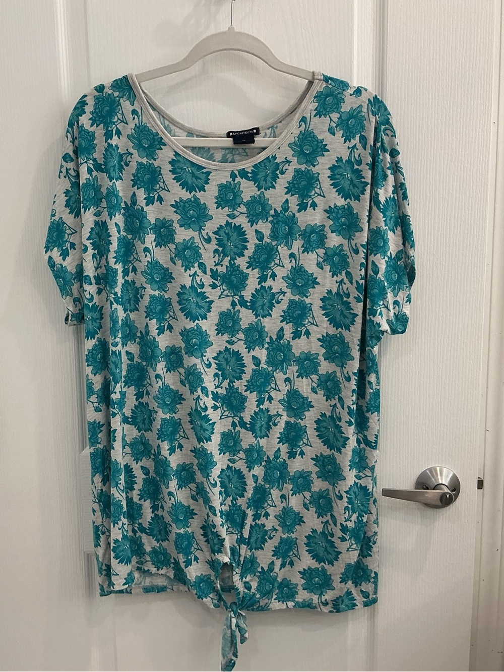 Architect Teal Floral Tie-Front Tunic